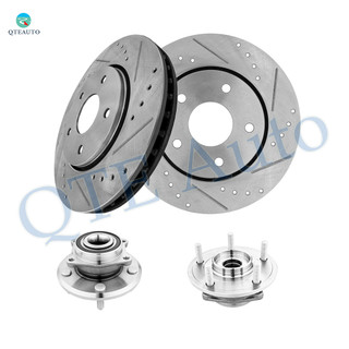 Set of 4 Front 302mm Drilled Slotted Brake Disc Rotors-Wheel Hub Bearing Assembly For 2009-2012 Dodge Journey