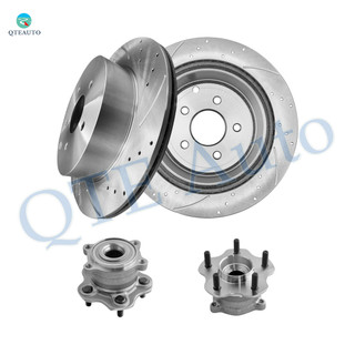 Set of 4 Rear 308mm Drilled Slotted Brake Disc Rotors-Wheel Hub Bearing Assembly For 2014-2019 Infiniti Q70