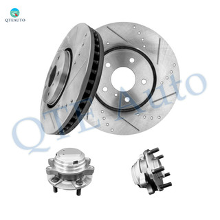 Set of 4 Front 319.6mm Drilled Slotted Brake Disc Rotors-Wheel Hub Bearing Assembly For 2013 Infiniti FX37