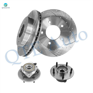 Set of 4 Front 307.85mm Drilled Slotted Brake Disc Rotors-Wheel Hub Bearing Assembly For 1997-2000 Ford F-150