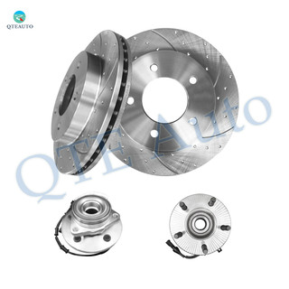 Set of 4 Front 307.85mm Drilled Slotted Brake Disc Rotors-Wheel Hub Bearing Assembly For 2004 Ford F-150 Heritage