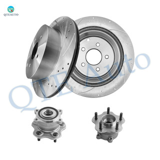 Set of 4 Rear 308mm Drilled Slotted Brake Disc Rotors-Wheel Hub Bearing Assembly For 2013-2019 Nissan Pathfinder