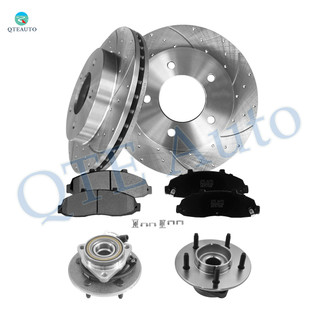 Set of 8 Front 307.85mm Drilled Slotted Brake Disc Rotors-Ceramic Brake Pad Kit-Wheel Hub Bearing Assembly For 1997-2000 Ford F-150