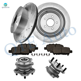 Set of 8 Rear 308mm Drilled Slotted Brake Disc Rotors-Ceramic Brake Pad Kit-Wheel Hub Bearing Assembly For 2015-2019 Nissan Murano FWD