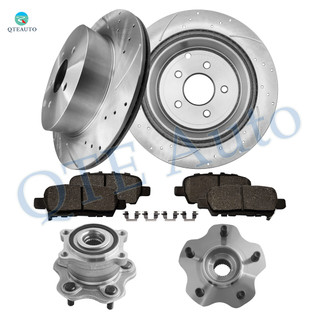 Set of 8 Rear 308mm Drilled Slotted Brake Disc Rotors-Ceramic Brake Pad Kit-Wheel Hub Bearing Assembly For 2015-2019 Infiniti QX60