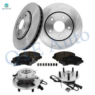 Set of 8 Front 302mm Brake Disc Rotors-Ceramic Brake Pad Kit-Wheel Hub Bearing Assembly For 2008-2011 Dodge Grand Caravan