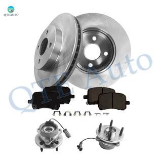 Set of 8 Front 256.05mm Brake Disc Rotors-Ceramic Brake Pad Kit-Wheel Hub Bearing Assembly For 2004-2007 Saturn ION