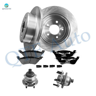 Set of 8 Rear 289.95mm Brake Disc Rotors-Ceramic Brake Pad Kit-Wheel Hub Bearing Assembly For 2001-2007 Dodge Grand Caravan