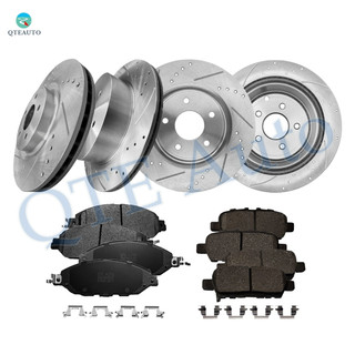 Set of 12 Front 320mm-Rear 308mm Drilled Slotted Brake Disc Rotors-Ceramic Brake Pad Kit For 2016-2019 Infiniti QX60