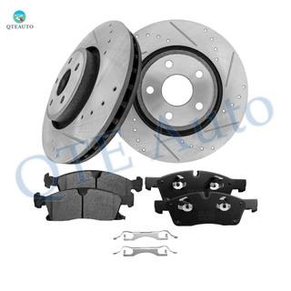 Set of 6 Front 350mm Drilled Slotted Brake Disc Rotors-Ceramic Brake Pad Kit For 2011 Jeep Grand Cherokee
