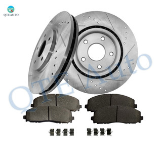 Set of 6 Front 330mm Drilled Slotted Brake Disc Rotors-Ceramic Brake Pad Kit For 2012-2020 Dodge Journey