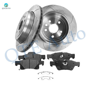 Set of 6 Rear 330mm Drilled Slotted Brake Disc Rotors-Ceramic Brake Pad Replacement For 2011-2020 Dodge Durango