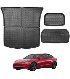 Trunk Mats Set for Tesla Model Y 2021-2025, All-Weather TPE Front & Rear Trunk Mats, 3-Piece Cargo Liner for 5-Seat Model Y , Custom Fit Model Y Accessories