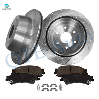 Set of 6 Rear 325mm Drilled Slotted Brake Disc Rotors-Ceramic Brake Pad Kit For 2007 Chevrolet Silverado 1500 Classic