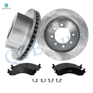 Set of 6 Front 326.4mm Drilled Slotted Brake Disc Rotors-Ceramic Brake Pad Kit For 2000-2002 Dodge RAM 2500