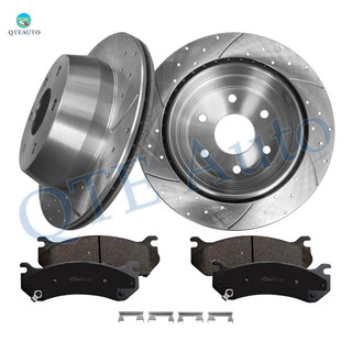 Set of 6 Rear 325mm Drilled Slotted Brake Disc Rotors-Ceramic Brake Pad Kit For 2004-2006 Chevrolet Silverado 1500