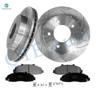Set of 6 Front 307mm Drilled Slotted Brake Disc Rotors-D679 7558 Ceramic Brake Pad Kit For 2004 Ford F-150 Heritage