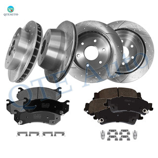 Set of 12 Front 294.9mm-Rear 325mm Drilled Slotted Brake Disc Rotors-Ceramic Brake Pad Kit For 2000 Chevrolet Tahoe Rear D792 7662