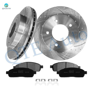 Set of 6 Front 307mm Drilled Slotted Brake Disc Rotors-Ceramic Brake Pad Kit For 2004 Ford F-150 Heritage