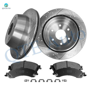Set of 6 Rear 325mm Drilled Slotted Brake Disc Rotors-Ceramic Brake Pad Kit For 2000 2002-2004 GMC Yukon XL 1500