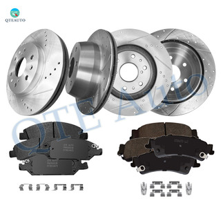Set of 12 Front 329.95mm-Rear 325mm Drilled Slotted Brake Disc Rotors-Ceramic Brake Pad Kit For 2005 2006 GMC Sierra 1500 Rear D792 7662