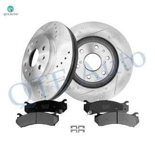 Set of 6 Front 329.95mm Drilled Slotted Brake Disc Rotors-Ceramic Brake Pad Kit For 2005-2007 GMC Sierra 1500