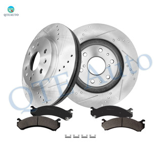 Set of 6 Front 329.95mm Drilled Slotted Brake Disc Rotors-Ceramic Brake Pad Kit For 2009 2010 GMC Sierra 2500 HD