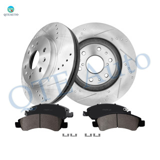 Set of 6 Front 329.95mm Drilled Slotted Brake Disc Rotors-Ceramic Brake Pad Kit For 2014 GMC Yukon