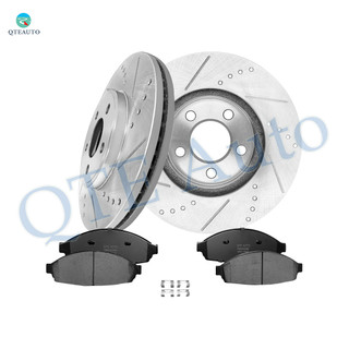 Set of 6 Front 305.2mm Drilled Slotted Brake Disc Rotors-Ceramic Brake Pad Kit For 2003-2011 Ford Crown Victoria