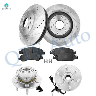 Set of 8 Front 329.95mm Drilled Slotted Brake Disc Rotors-Ceramic Brake Pad Kit-Wheel Hub Bearing Assembly For 2008 GMC Yukon AWD 4WD