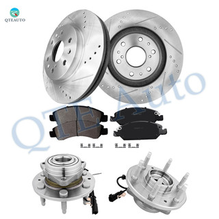 Set of 8 Front 329.95mm Drilled Slotted Brake Disc Rotors-Ceramic Brake Pad Kit-Wheel Hub Bearing Assembly For 2015-2020 Chevrolet Tahoe