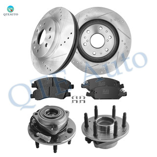 Set of 8 Front 329.95mm Drilled Slotted Brake Disc Rotors-D1363 8472 Ceramic Brake Pad Kit-Wheel Hub Bearing Assembly For 2008 Cadillac Escalade