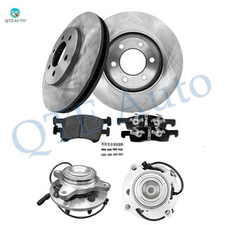 Set of 8 Front 329.95mm Brake Disc Rotors-Ceramic Brake Pad Kit-Wheel Hub Bearing Assembly For 2003-2006 Ford Expedition