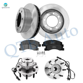 Set of 8 Front 330.95mm Brake Disc Rotors-D824-F7625 Ceramic Brake Pad Kit-Wheel Hub Bearing Assembly For 1999-2004 Ford F-250 Super Duty
