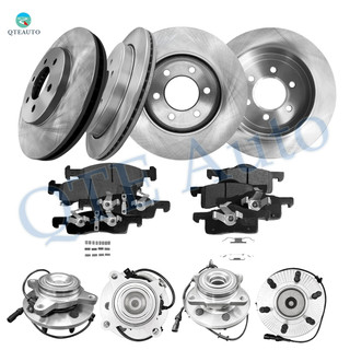 Set of 16 Front 329.95mm-Rear 342mm Brake Disc Rotors-Ceramic Brake Pad Kit-Wheel Hub Bearing Assembly For 2003-2006 Ford Expedition