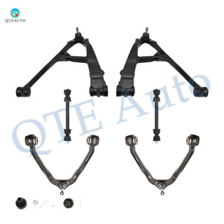 Set of 6 Front Upper and Lower Control Arm Ball Joint-Sway Bar Link Fit For 2003-2006 Cadillac Escalade ESV Standard Bushing