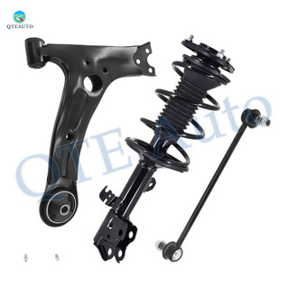 Set of 3 Front Left Lower Control Arm-Sway Bar Link-Quick Complete Strut-Coil Spring Assembly For 2009-2013 Toyota Corolla 8 mm Studs