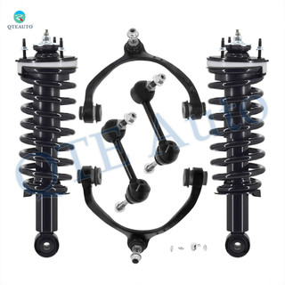 Set of 6 Front Upper Control Arm Ball Joint-Sway Bar Link-Quick Complete Strut-Coil Spring Assembly For 2003-2011 Ford Crown Victoria