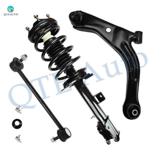 Set of 3 Front Left Lower Control Arm Ball Joint-Sway Bar Link-Quick Complete Strut-Coil Spring Assembly For 2001-2004 Mazda Tribute L4