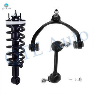 Set of 3 Front Left Upper Control Arm Ball Joint-Sway Bar Link-Quick Complete Strut-Coil Spring Assembly For 2003-2011 Ford Crown Victoria w/ Taxi Package