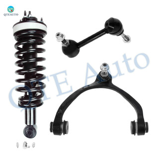 Set of 3 Front Left Upper Control Arm Ball Joint-Sway Bar Link-Quick Complete Strut-Coil Spring Assembly For 2003-2011 Lincoln Town Car