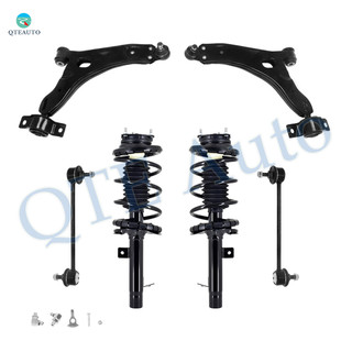 Set of 6 Front Lower Control Arm Ball Joint-Sway Bar Link-Quick Complete Strut-Coil Spring Assembly For 2004 2005 Ford Focus