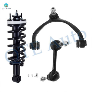 Set of 3 Front Right Upper Control Arm Ball Joint-Sway Bar Link-Quick Complete Strut-Coil Spring Assembly For 2003-2011 Ford Crown Victoria w/ Taxi Package