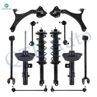 Set of 12 Front Lower Control Arm-Sway Bar Link-Suspension Strut Assembly-Rear Lower Rearward Control Arm-Sway Bar Link-Quick Complete Strut-Coil Spring Assembly For 2013-2017 Honda Accord