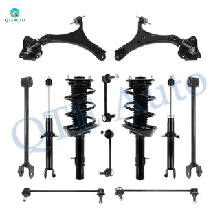 Set of 12 Front Lower Control Arm-Sway Bar Link-Quick Complete Strut-Coil Spring Assembly-Rear Lower Rearward Control Arm-Sway Bar Link-Suspension Strut Assembly For 2013-2017 Honda Accord