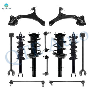 Set of 12 Front Lower Control Arm-Sway Bar Link-Quick Complete Strut-Coil Spring Assembly-Rear Lower Rearward Control Arm-Sway Bar Link-Quick Complete Strut-Coil Spring Assembly For 2013-2015 Honda Accord