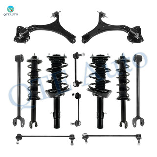 Set of 12 Front Lower Control Arm-Sway Bar Link-Quick Complete Strut-Coil Spring Assembly-Rear Lower Rearward Control Arm-Sway Bar Link-Quick Complete Strut-Coil Spring Assembly For 2013-2017 Honda Accord