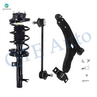 Set of 3 Front Left Lower Control Arm Ball Joint-Sway Bar Link-Quick Complete Strut-Coil Spring Assembly For 2000-2004 Ford Focus