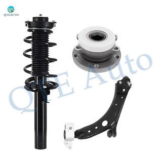 Set of 3 Front Right Lower Control Arm-Wheel Hub Bearing Assembly-Quick Complete Strut-Coil Spring Assembly For 2008-2013 Audi A3