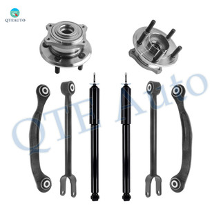 Set of 8 Rear Lower Forward-Upper Rearward Control Arm-Wheel Hub Bearing Assembly-Shock Absorber For 2005-2009 Chrysler 300 w/ Performance Suspension